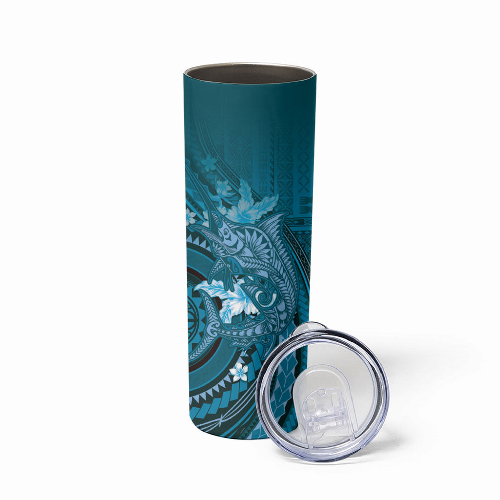 Samoa Tatau Marlin Skinny Tumbler With Siapo Motifs Teal