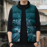 Samoa Tatau Marlin Sleeveless Puffer Jacket With Siapo Motifs Teal LT05 - Polynesian Pride