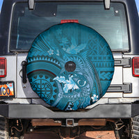 Samoa Tatau Marlin Spare Tire Cover With Siapo Motifs Teal LT05 Teal - Polynesian Pride