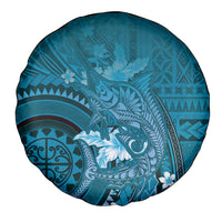 Samoa Tatau Marlin Spare Tire Cover With Siapo Motifs Teal LT05 - Polynesian Pride