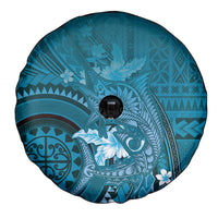 Samoa Tatau Marlin Spare Tire Cover With Siapo Motifs Teal LT05 - Polynesian Pride