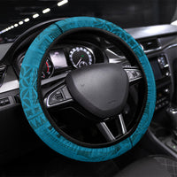 Samoa Tatau Marlin Steering Wheel Cover With Siapo Motifs Teal LT05 Universal Fit Teal - Polynesian Pride