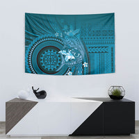 Samoa Tatau Marlin Tapestry With Siapo Motifs Teal LT05 - Polynesian Pride