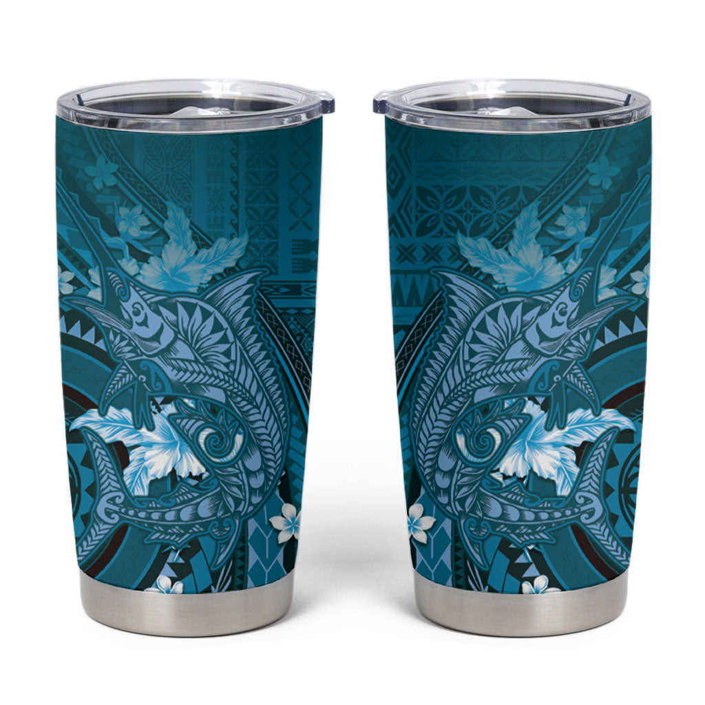 Samoa Tatau Marlin Tumbler Cup With Siapo Motifs Teal LT05 Teal - Polynesian Pride