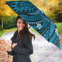 Samoa Tatau Marlin Umbrella With Siapo Motifs Teal LT05 - Polynesian Pride