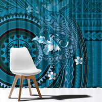 Samoa Tatau Marlin Window Curtain With Siapo Motifs Teal LT05 - Polynesian Pride