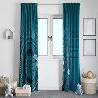 Samoa Tatau Marlin Window Curtain With Siapo Motifs Teal LT05 - Polynesian Pride