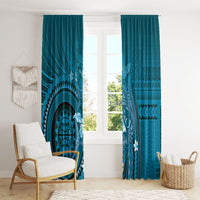 Samoa Tatau Marlin Window Curtain With Siapo Motifs Teal LT05 - Polynesian Pride