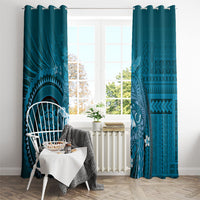 Samoa Tatau Marlin Window Curtain With Siapo Motifs Teal LT05 - Polynesian Pride