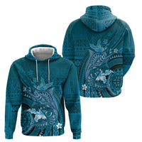 Samoa Tatau Marlin Zip Hoodie With Siapo Motifs Teal LT05 - Polynesian Pride