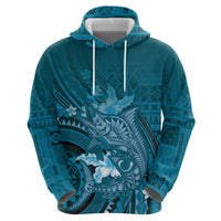 Samoa Tatau Marlin Zip Hoodie With Siapo Motifs Teal LT05 - Polynesian Pride