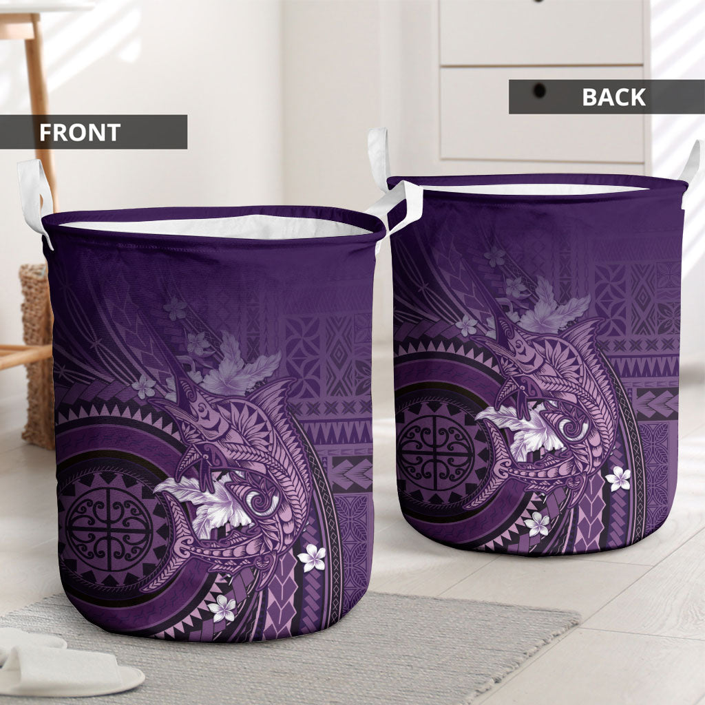 Samoa Tatau Marlin Laundry Basket With Siapo Motifs Violet LT05 - Polynesian Pride