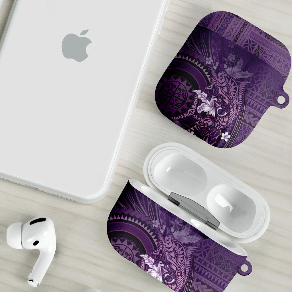 Samoa Tatau Marlin AirPods Case With Siapo Motifs Violet LT05 - Polynesian Pride