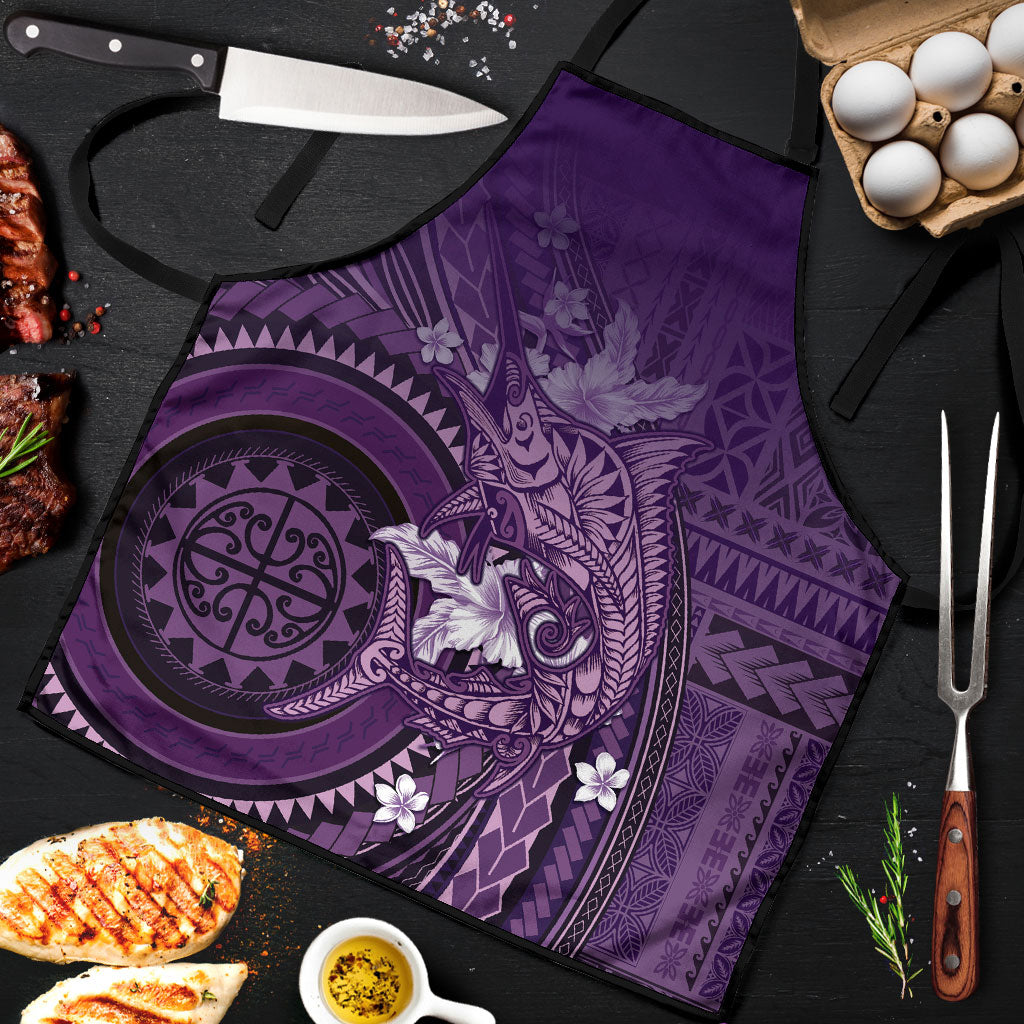 Samoa Tatau Marlin Apron With Siapo Motifs Violet LT05 Violet - Polynesian Pride