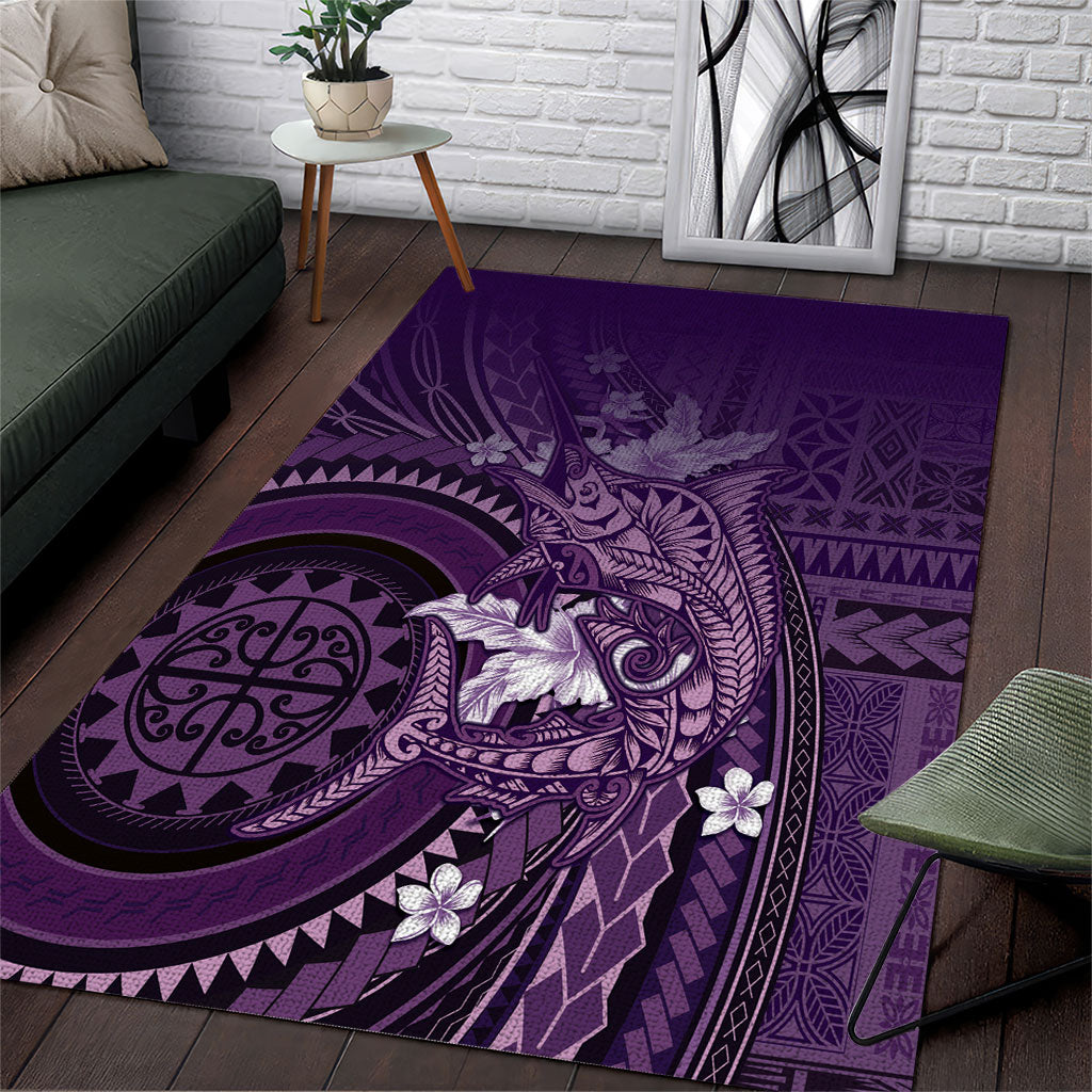 Samoa Tatau Marlin Area Rug With Siapo Motifs Violet