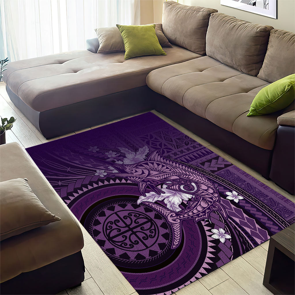 Samoa Tatau Marlin Area Rug With Siapo Motifs Violet LT05 - Polynesian Pride