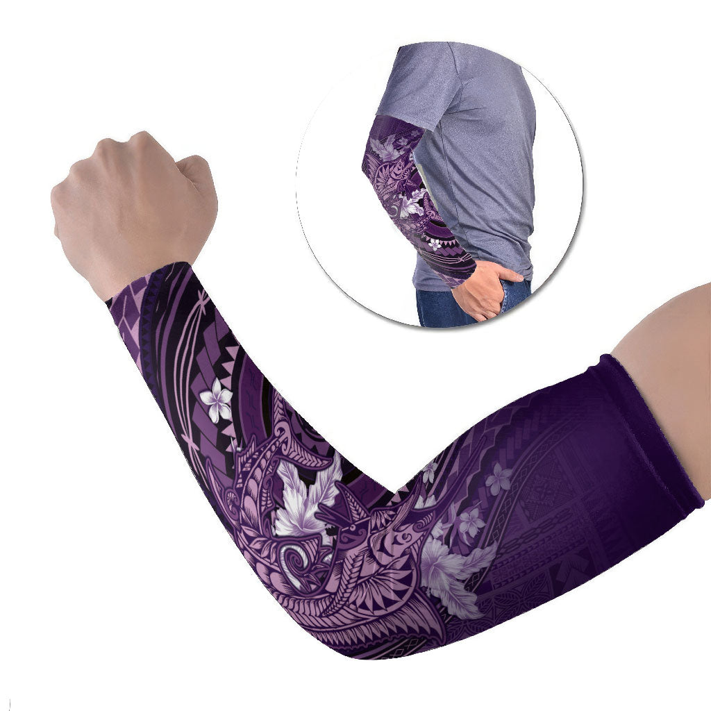 Samoa Tatau Marlin Arm Sleeves With Siapo Motifs Violet LT05 Set of 2 Violet - Polynesian Pride