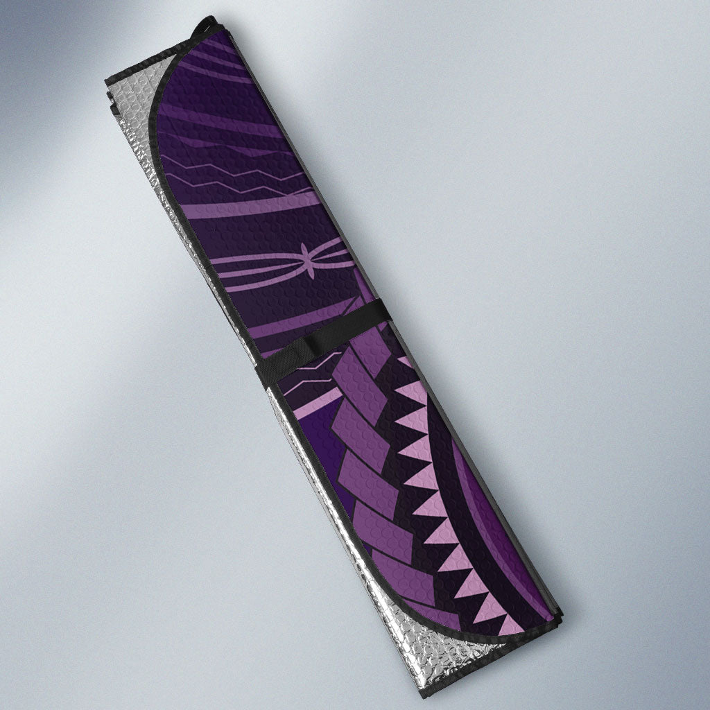 Samoa Tatau Marlin Auto Sun Shade With Siapo Motifs Violet LT05 - Polynesian Pride