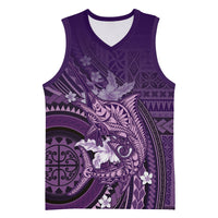 Samoa Tatau Marlin Basketball Jersey With Siapo Motifs Violet LT05 Unisex Violet - Polynesian Pride