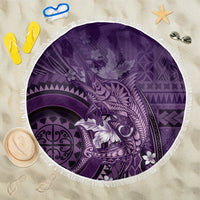 Samoa Tatau Marlin Beach Blanket With Siapo Motifs Violet LT05 One Size 150cm Violet - Polynesian Pride