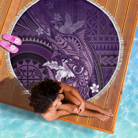Samoa Tatau Marlin Beach Blanket With Siapo Motifs Violet LT05 - Polynesian Pride