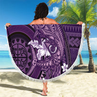 Samoa Tatau Marlin Beach Blanket With Siapo Motifs Violet LT05 - Polynesian Pride
