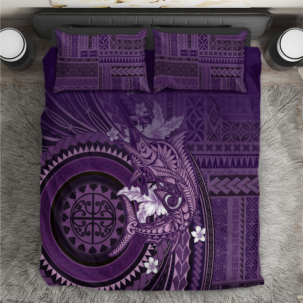 Samoa Tatau Marlin Bedding Set With Siapo Motifs Violet