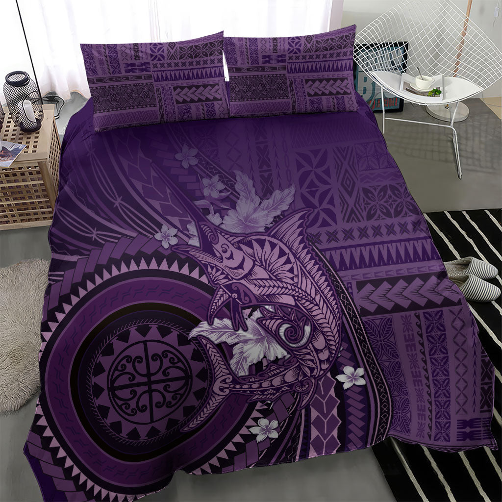 Samoa Tatau Marlin Bedding Set With Siapo Motifs Violet