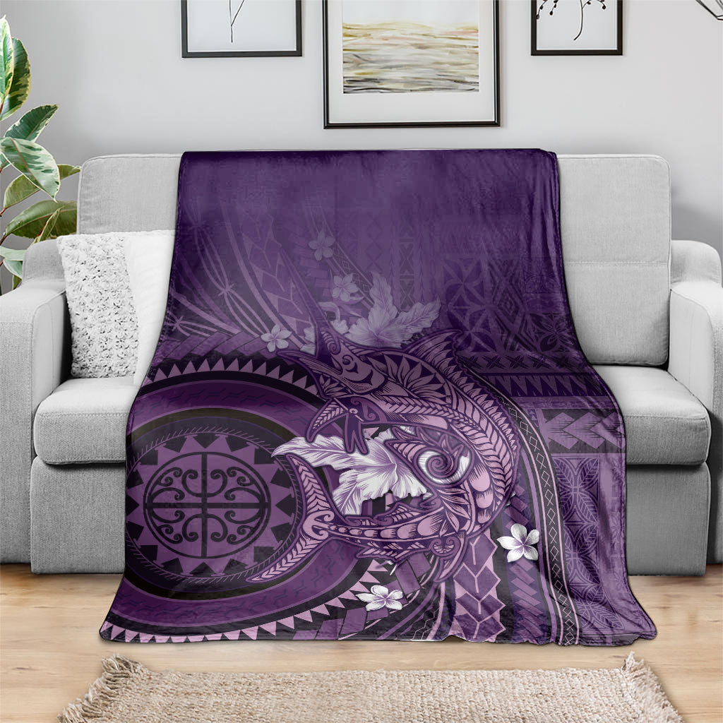 Samoa Tatau Marlin Blanket With Siapo Motifs Violet LT05 - Polynesian Pride
