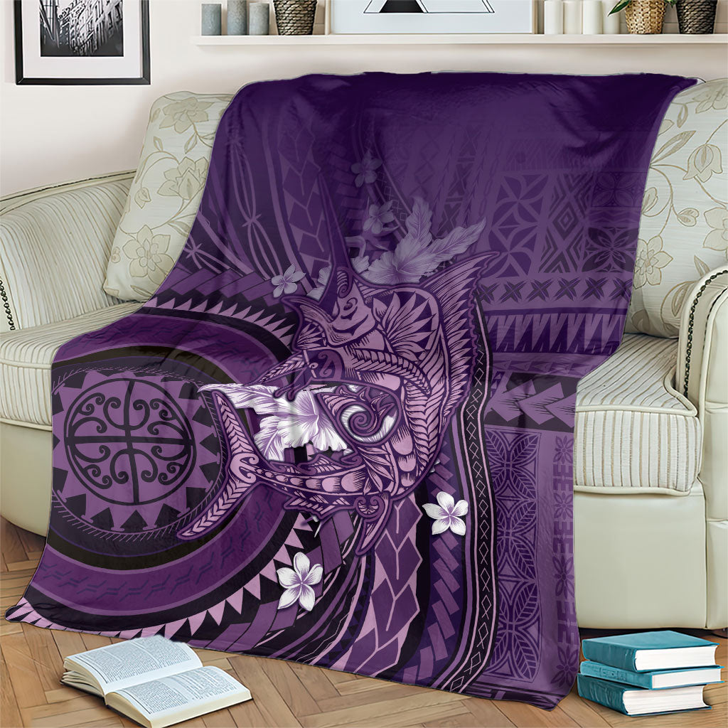 Samoa Tatau Marlin Blanket With Siapo Motifs Violet LT05 - Polynesian Pride