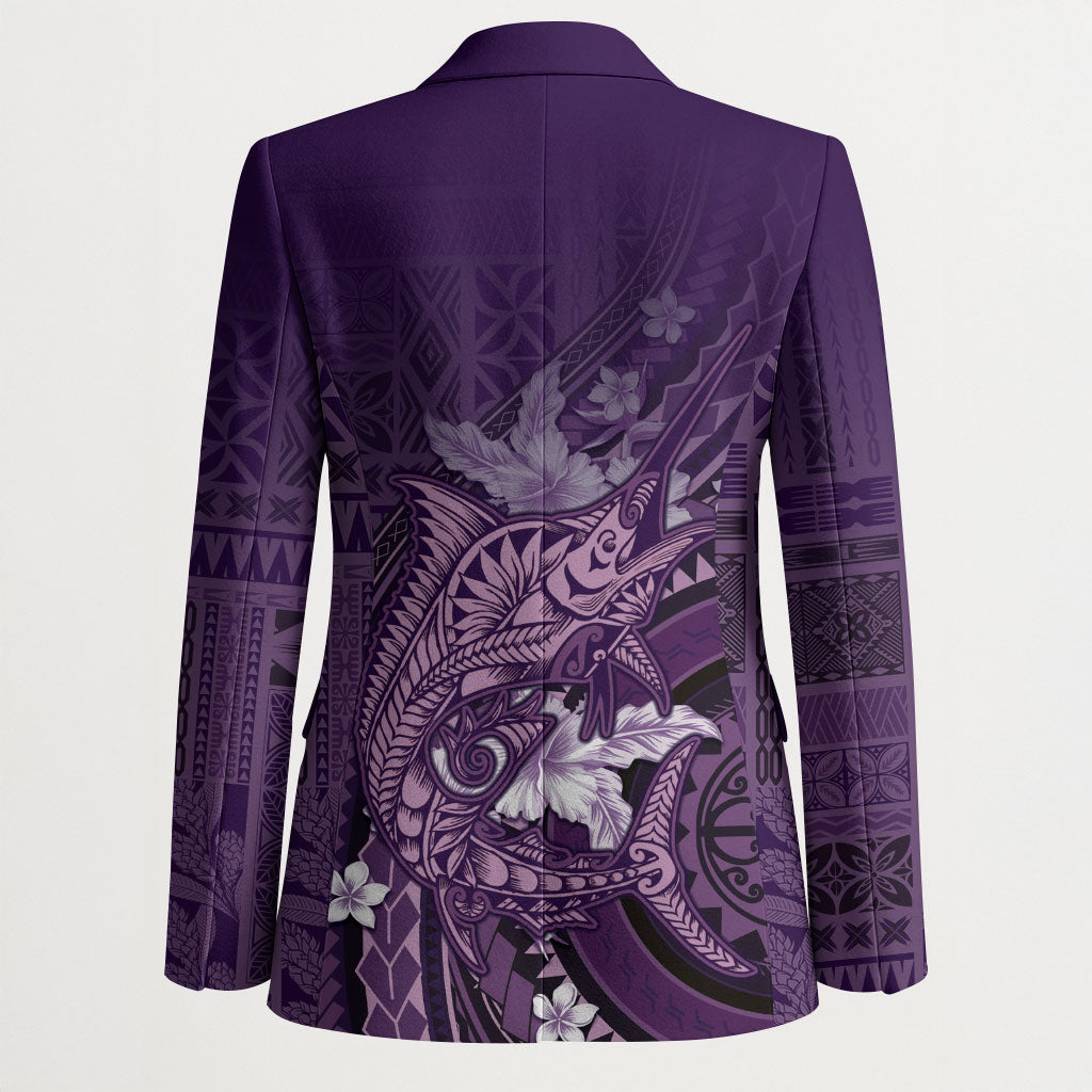 Samoa Tatau Marlin Blazer With Siapo Motifs Violet LT05 - Polynesian Pride
