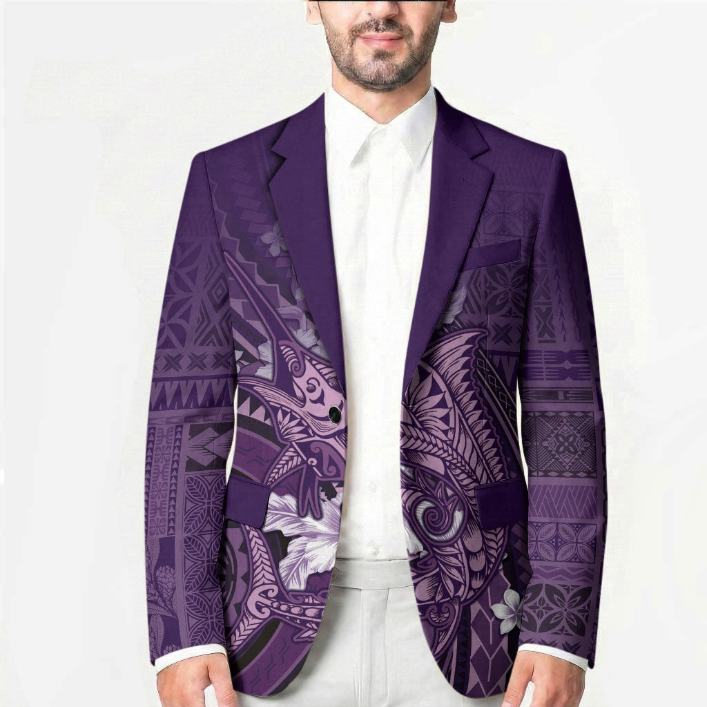 Samoa Tatau Marlin Blazer With Siapo Motifs Violet LT05 - Polynesian Pride