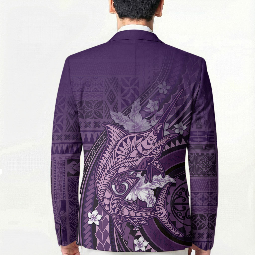 Samoa Tatau Marlin Blazer With Siapo Motifs Violet LT05 - Polynesian Pride