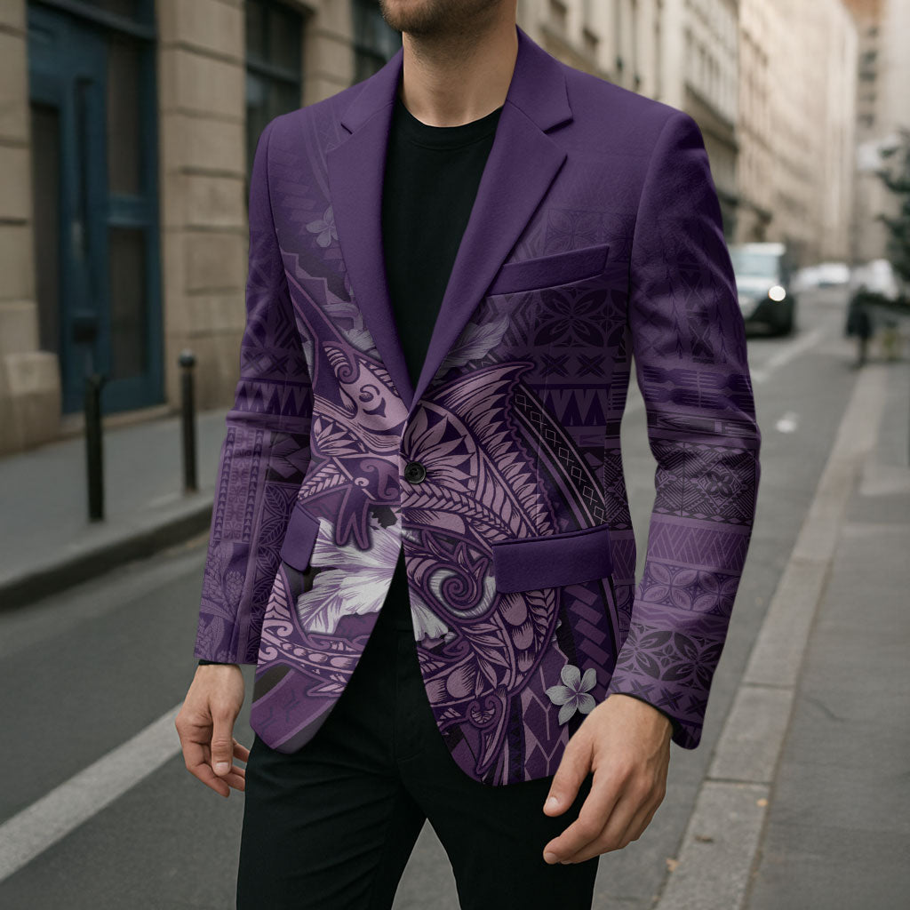 Samoa Tatau Marlin Blazer With Siapo Motifs Violet LT05 - Polynesian Pride