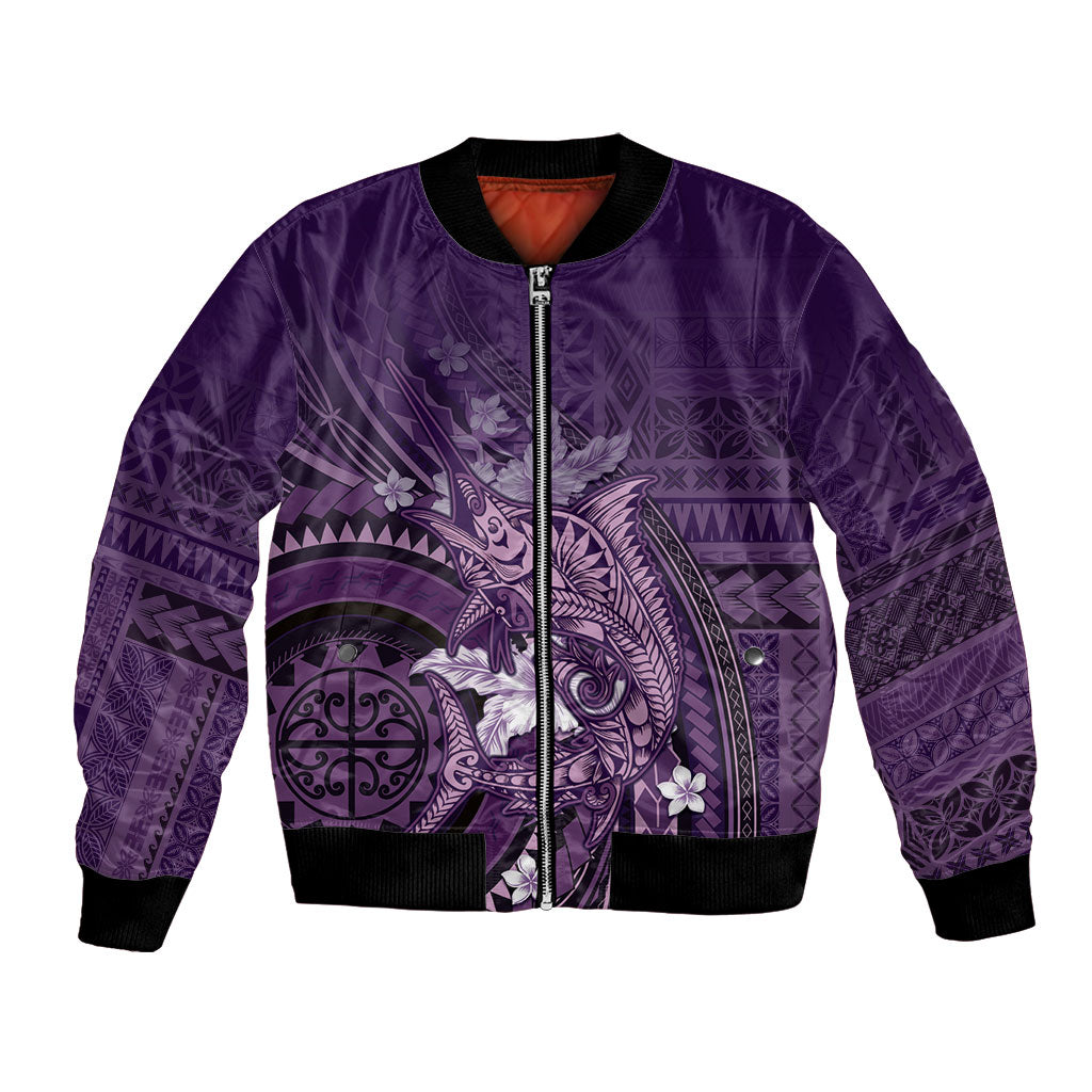 Samoa Tatau Marlin Bomber Jacket With Siapo Motifs Violet