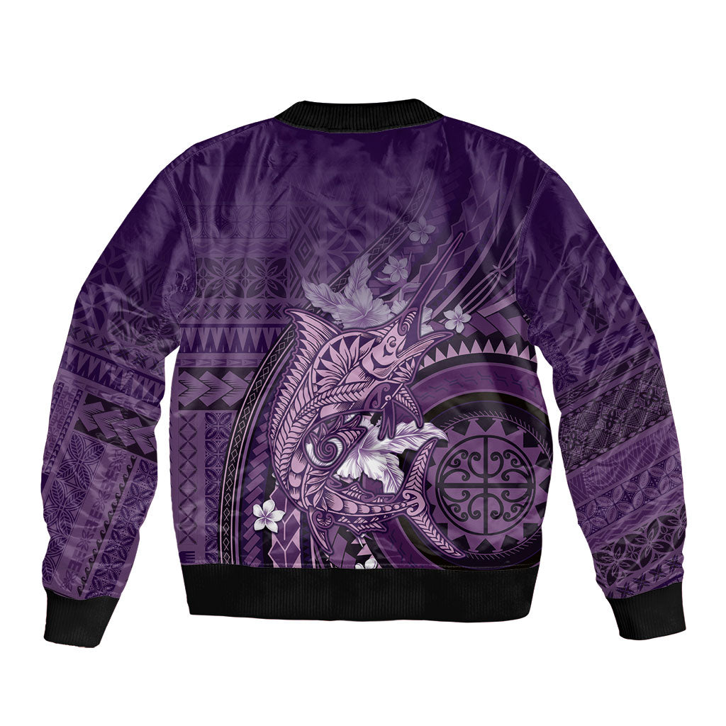 Samoa Tatau Marlin Bomber Jacket With Siapo Motifs Violet