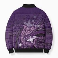 Samoa Tatau Marlin Bomber Puffer Jacket With Siapo Motifs Violet LT05 - Polynesian Pride