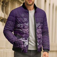 Samoa Tatau Marlin Bomber Puffer Jacket With Siapo Motifs Violet LT05 - Polynesian Pride
