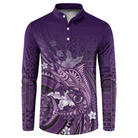 Samoa Tatau Marlin Button Sweatshirt With Siapo Motifs Violet LT05 Violet - Polynesian Pride