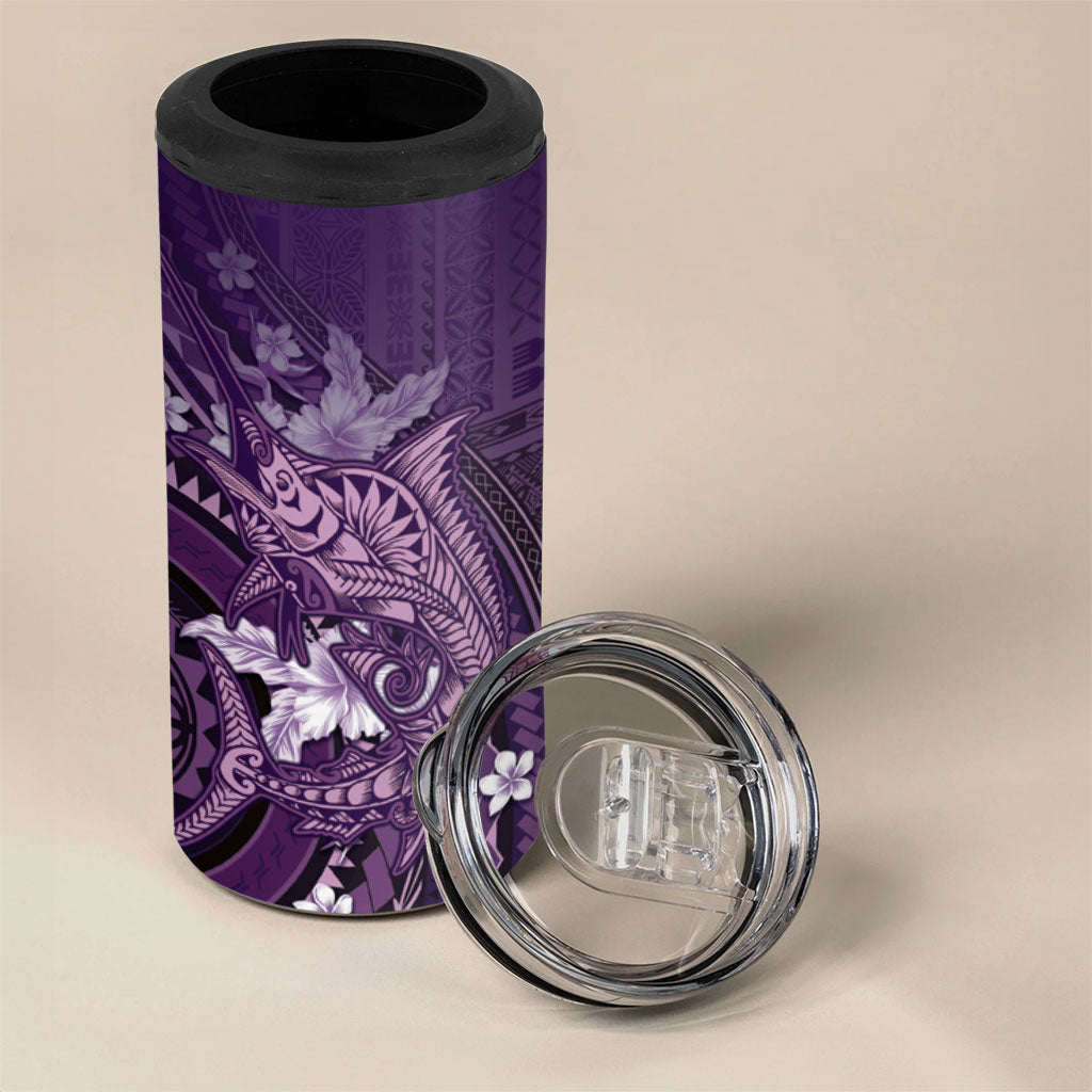 Samoa Tatau Marlin 4 in 1 Can Cooler Tumbler With Siapo Motifs Violet LT05 - Polynesian Pride