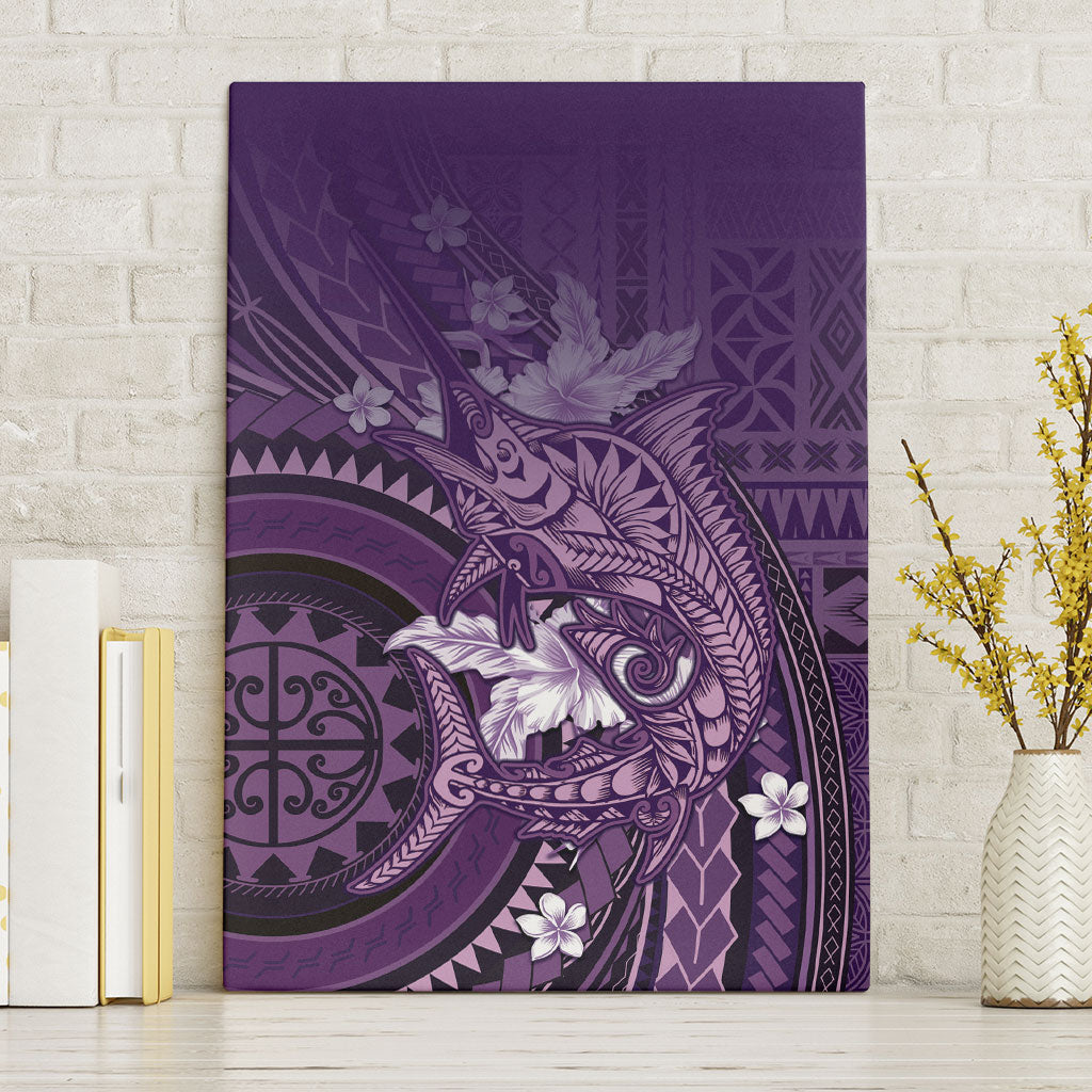 Samoa Tatau Marlin Canvas Wall Art With Siapo Motifs Violet LT05 Without Frame Violet - Polynesian Pride