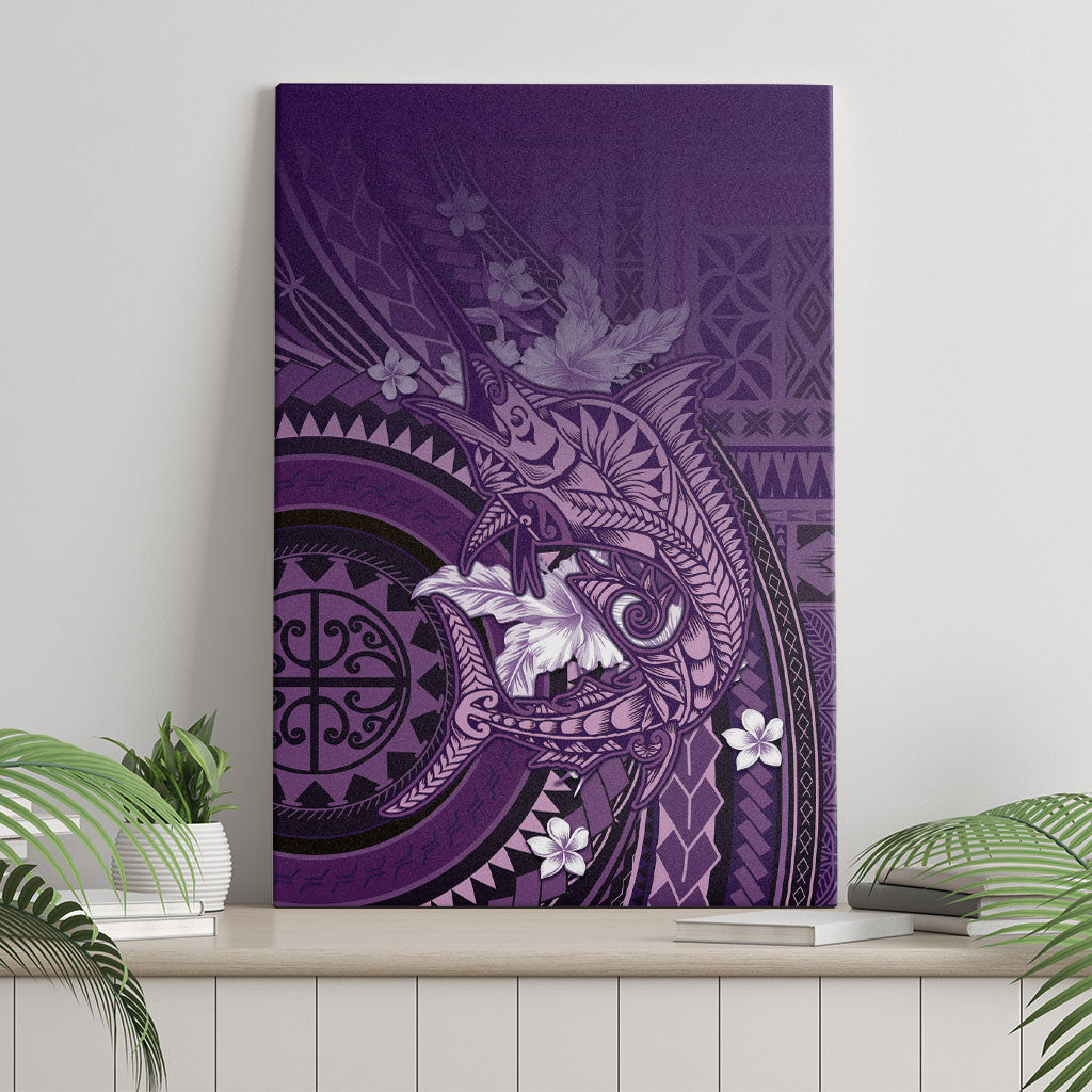 Samoa Tatau Marlin Canvas Wall Art With Siapo Motifs Violet LT05 - Polynesian Pride