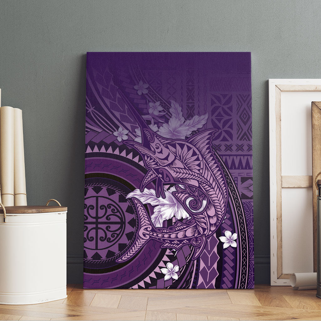Samoa Tatau Marlin Canvas Wall Art With Siapo Motifs Violet LT05 - Polynesian Pride