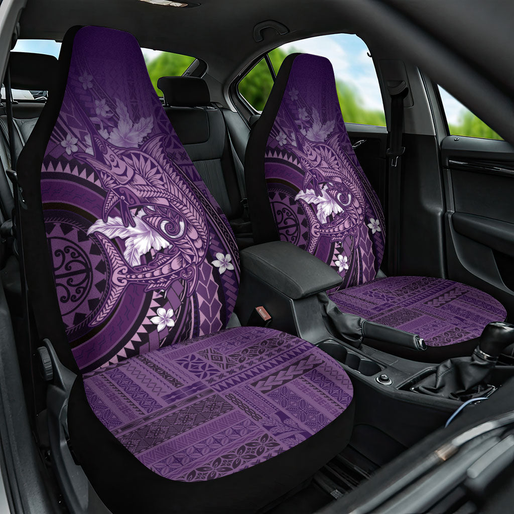 Samoa Tatau Marlin Car Seat Cover With Siapo Motifs Violet LT05 One Size Violet - Polynesian Pride
