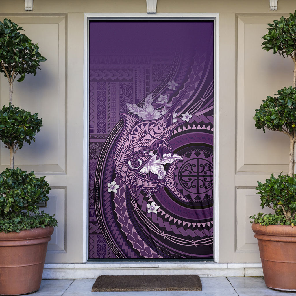 Samoa Tatau Marlin Door Cover With Siapo Motifs Violet LT05 Violet - Polynesian Pride