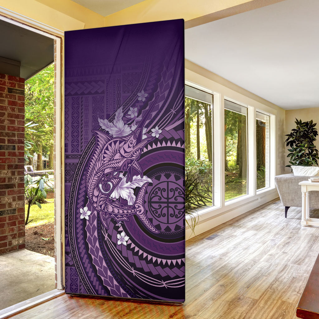 Samoa Tatau Marlin Door Cover With Siapo Motifs Violet LT05 - Polynesian Pride
