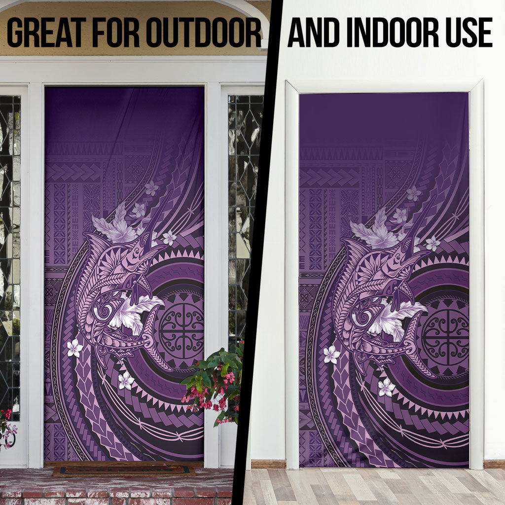 Samoa Tatau Marlin Door Cover With Siapo Motifs Violet LT05 - Polynesian Pride
