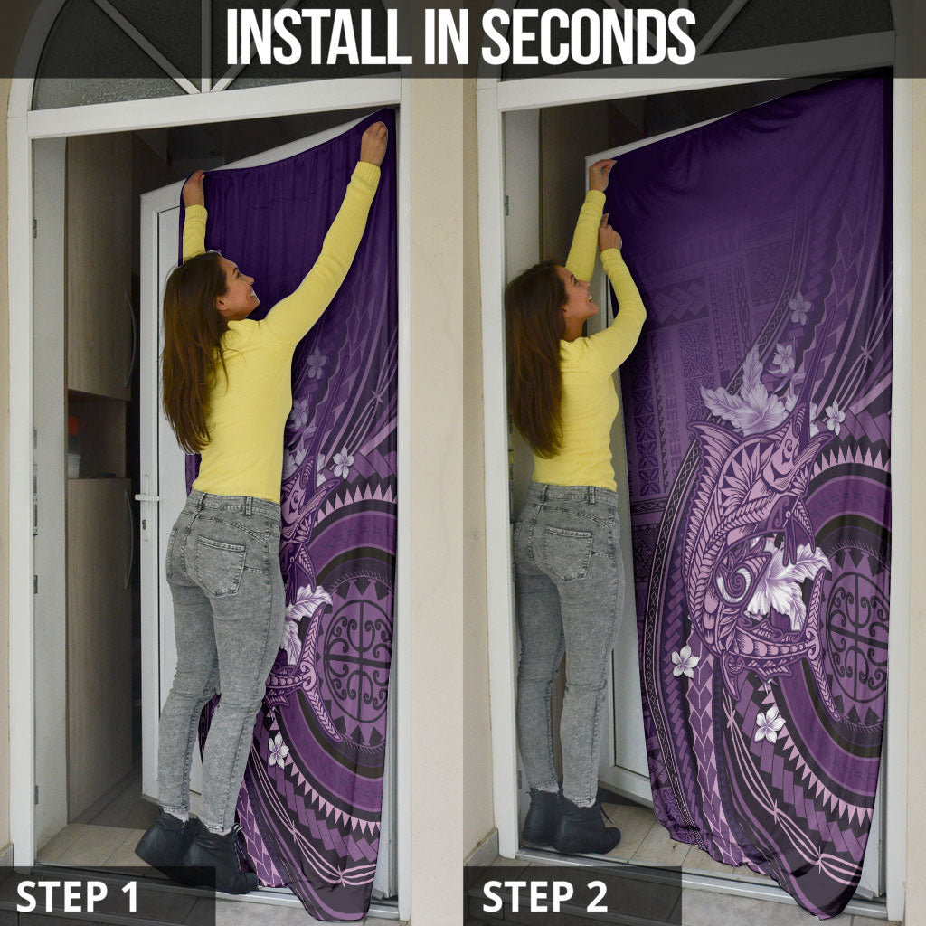 Samoa Tatau Marlin Door Cover With Siapo Motifs Violet LT05 - Polynesian Pride