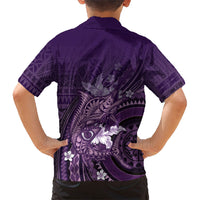 Samoa Tatau Marlin Family Matching Short Sleeve Bodycon Dress and Hawaiian Shirt With Siapo Motifs Violet