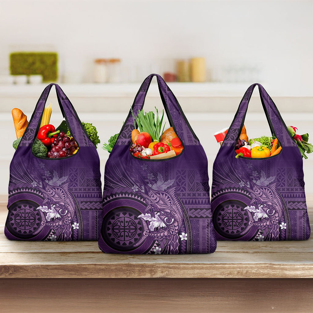 Samoa Tatau Marlin Grocery Bag With Siapo Motifs Violet